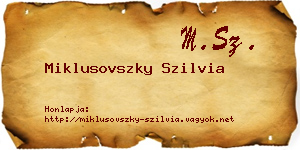 Miklusovszky Szilvia névjegykártya